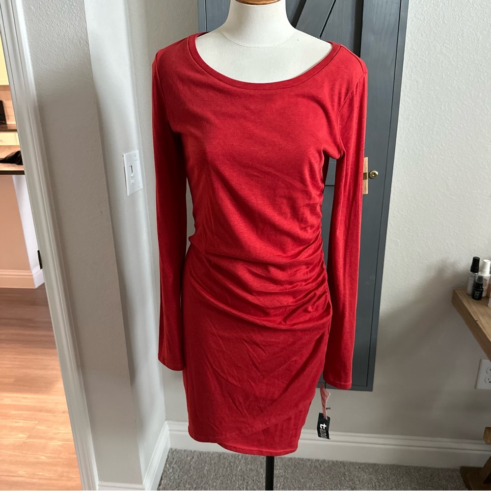NEW with Tags. Tildon Red Long Sleeve Dress. Size Medium